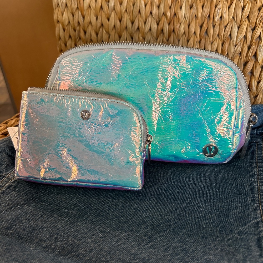 NEW LULULEMON EVERYWHERE BELT BAG & CARD POUCH -  IRIDESCENT/SILVER
